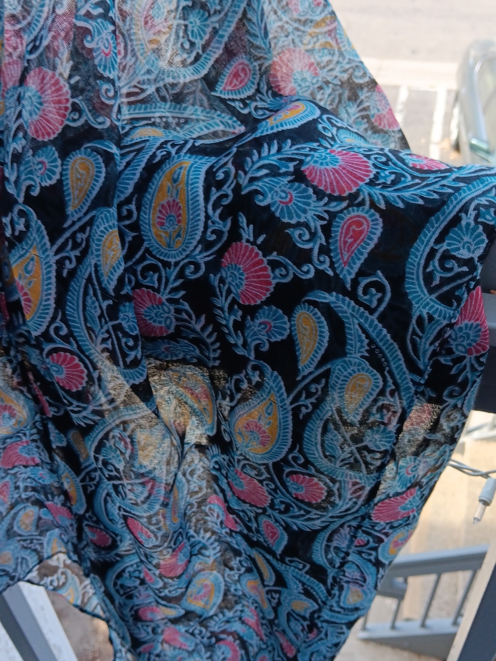 Paisley oblong Scarf In A Sheer Cottonish Fabric, William Morris-Like Print.